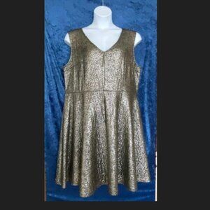 Torrid Sleeveless Silver Metallic Skater Sparkle Dress, Plus Size 3X